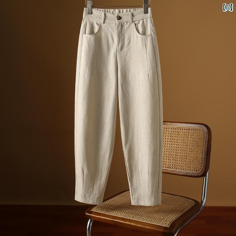 カジュアル テーパード パンツ レディース Godibao Ni リネン パンツ レディース 夏 薄手 2025 鄭 州 レディースパンツ カジュアル キャロット