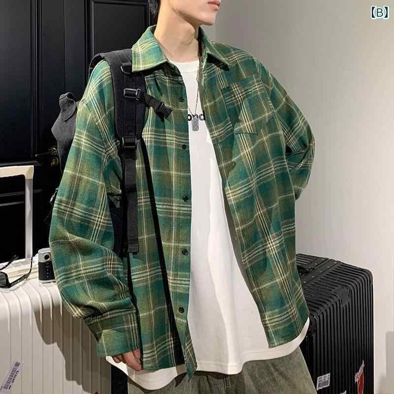 メンズ カジュアル シャツ ジャケット レトロ チェック 柄 シャツ メンズ 長袖 春夏 ハイエンド アメリカン カジュアル ジャケット