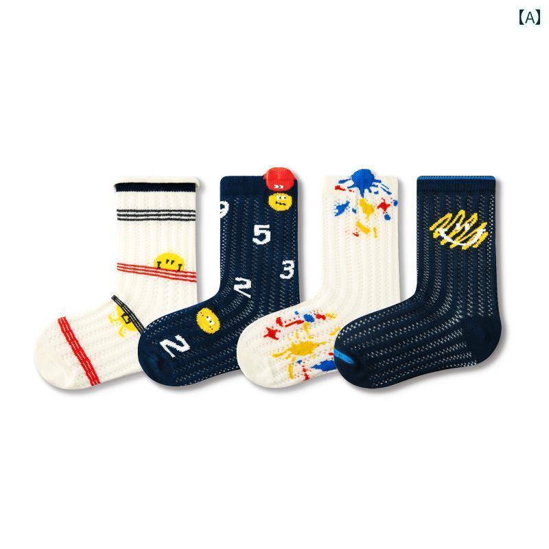 子供用 靴下 カジュアル 子供用 ソックス 夏用 薄手 メッシュ 通気性 女の子 ベビー 綿 春秋 スポーツ 男の子 ミドル チューブ