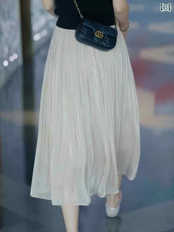 春秋 ボックス プリーツ スカート ドレープ ヌード スカート レディース 夏 薄手 2025 ハイウエスト S サイズ M ロング aライン プリーツスカート