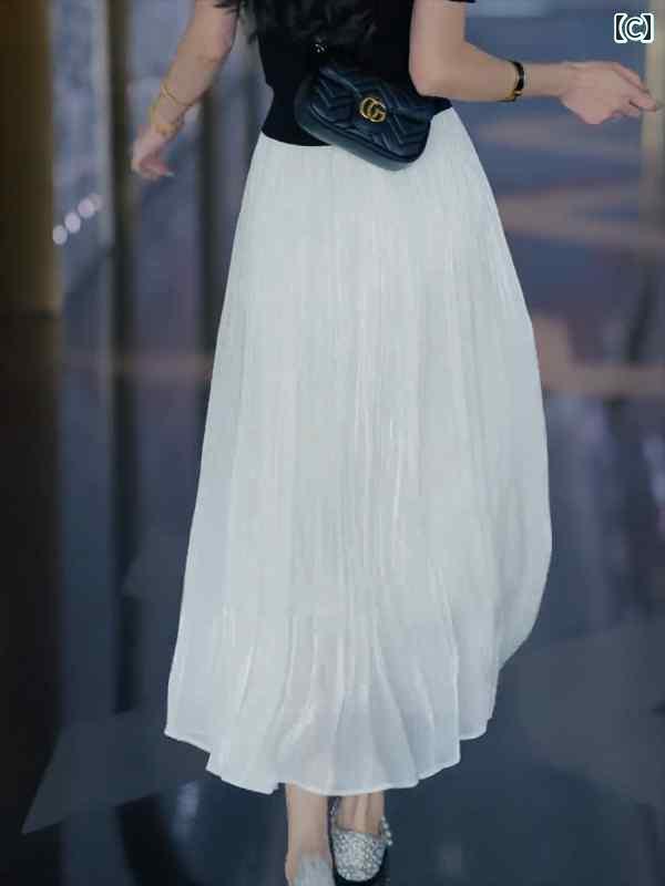 春秋 ボックス プリーツ スカート ドレープ ヌード スカート レディース 夏 薄手 2025 ハイウエスト S サイズ M ロング aライン プリーツスカート