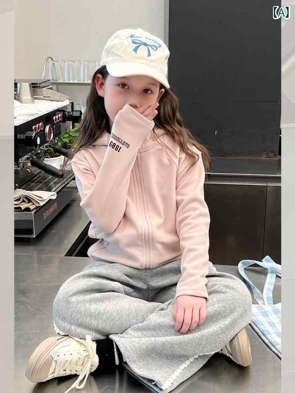 子供用 ジップアップ パーカー 女の子 フード付き カジュアル カーディガン 子供用 スポーツ ジャケッ..