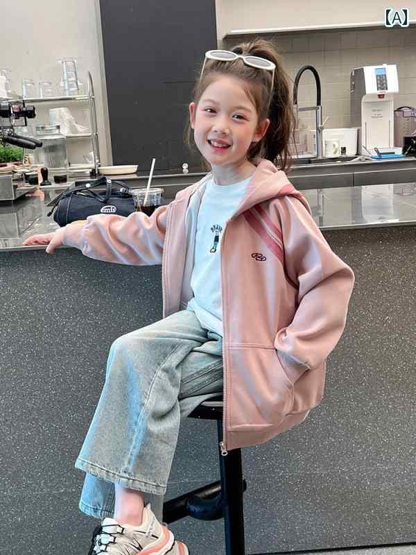子供用 ジップアップ パーカー ビッグ キッズ ゆったり フード付き ジャケット 女の子 おしゃれ トップス スポーツ カーディガン 子供服 2025 春