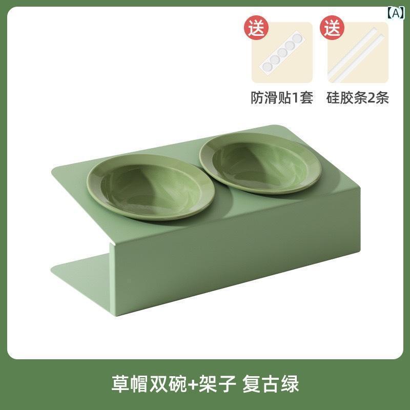 食器 ボウル わんちゃん猫ちゃん セラミック 斜め ダブル ボウル フライングソーサー 麦わら 帽子 ペッ..