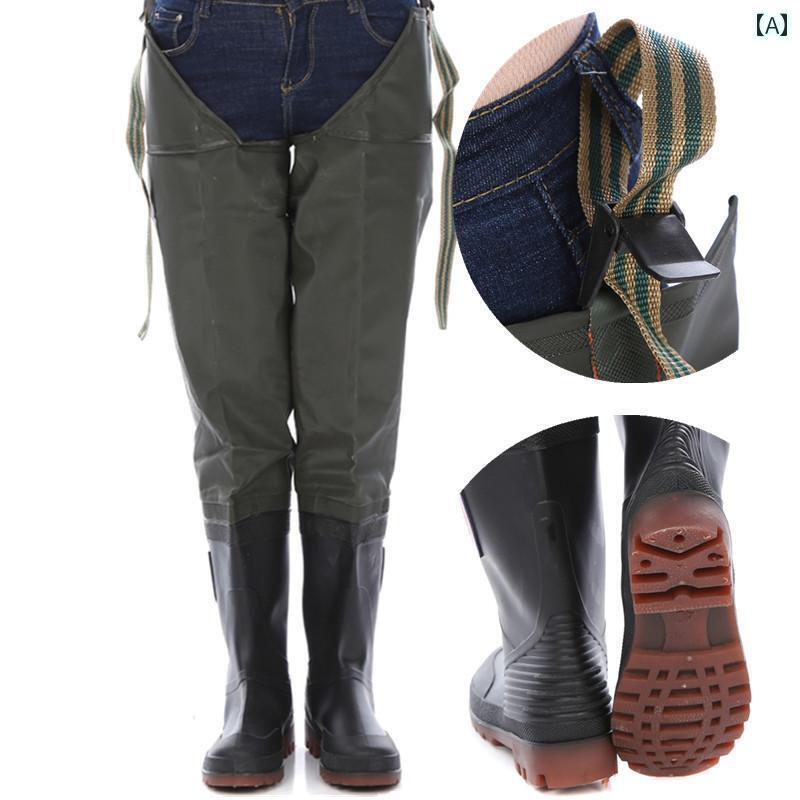 ウェーダー 長靴 フィッシング 春秋 ソフト ボトム ウォーター パンツ 半身 厚手 スーパー ハイ チュー..