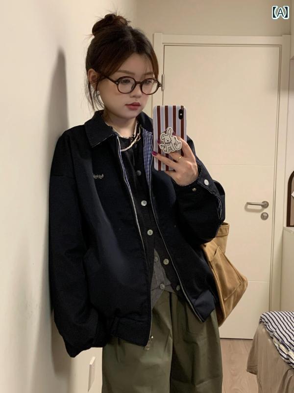 テーラード ジャケット レディース レトロ 両面 チェック 柄 ジャケット 女性用 春秋 2025年 カジュアル 万能 ワークウェア