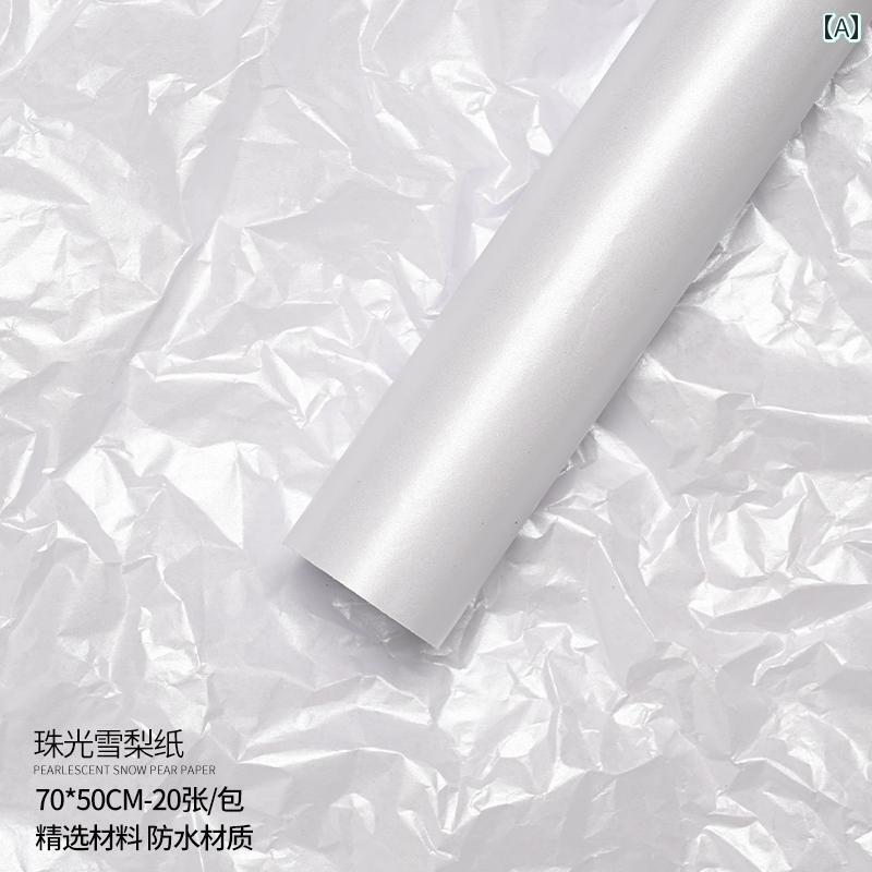 ギフト用 包装 資材 防水 厚手 パール 光沢の ある 雪 梨 紙の 花の 包装 紙 ブーケ プリーツ 裏地 フ..