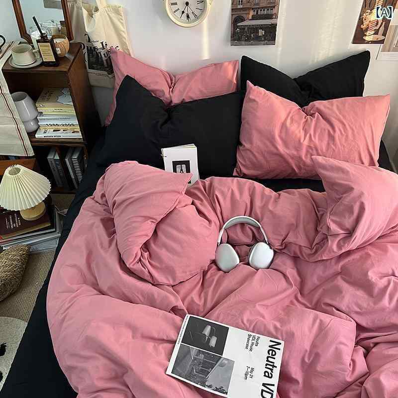 おしゃれな 掛け布団 カバー ブロガー スタイル ブラックパウダー ミックス＆ マッチ ウォッシュド コ..