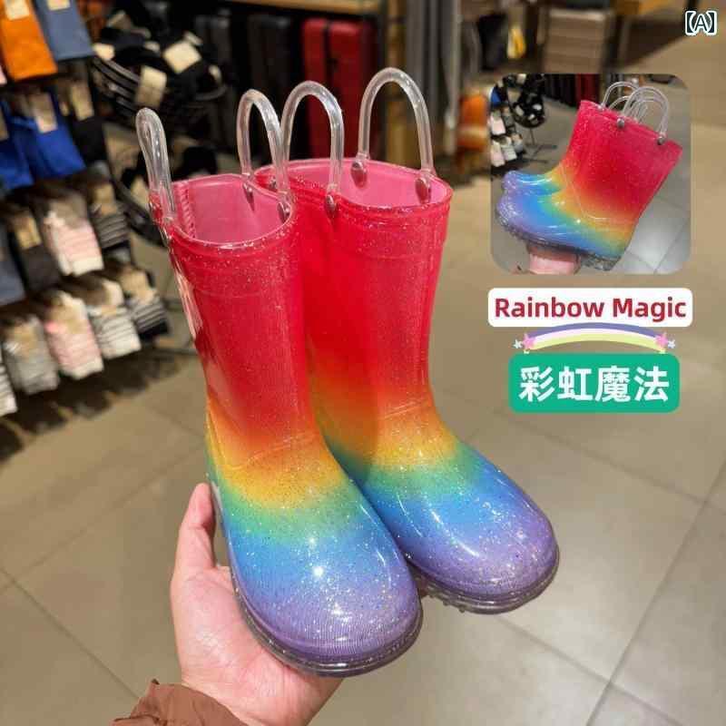キッズ用 レインブーツ 長靴 子供用 レインブーツ 幼稚園 児用 プリンセス 男の子と 女の子用 ウォータ..
