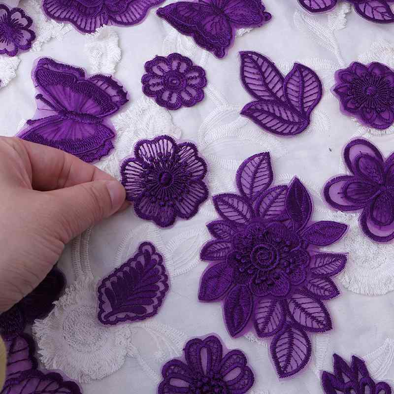 パッチ ステッカー 濃い 紫色の レース 刺繍 布 パッチ 衣服の 穴の 修理用 粘着 蚊帳 スカートの