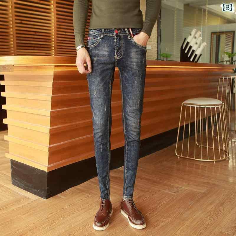 メンズ スキニー パンツ タイト メンズジーンズ スリムフィット ペンシル パンツ ティーンエイジャー向け 弾性 タイト 春の な カジュアル