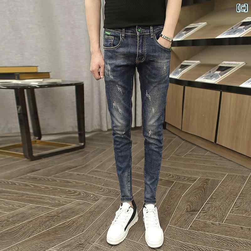 メンズ スキニー パンツ タイト メンズジーンズ スリムフィット ペンシル パンツ ティーンエイジャー向け 弾性 タイト 春の な カジュアル