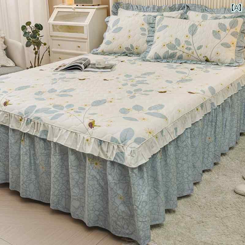ベッド スカート カバー 年 プリンセス スタイル 綿 キルティング ベッド スカート ワンピース 夏 カバー 付き ベッドスプレッド
