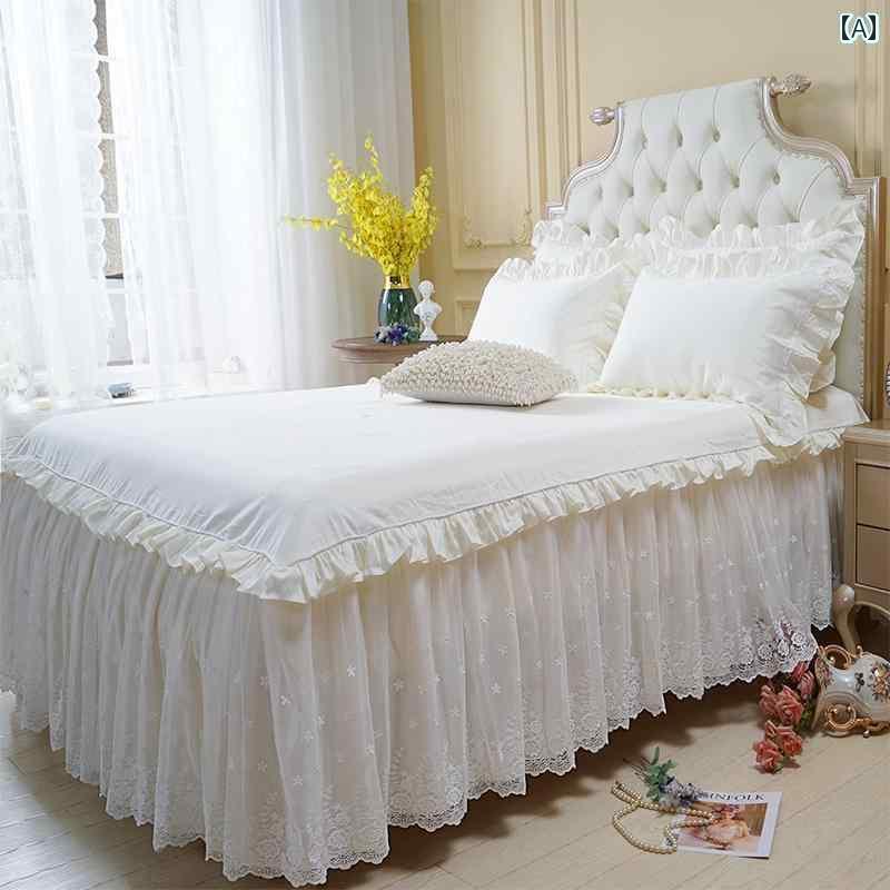 ベッド スカート カバー Sweet Dreams ワンピース レース ベッド スカート カバー スタイル 綿 プリンセス 3 ピース 滑り止め