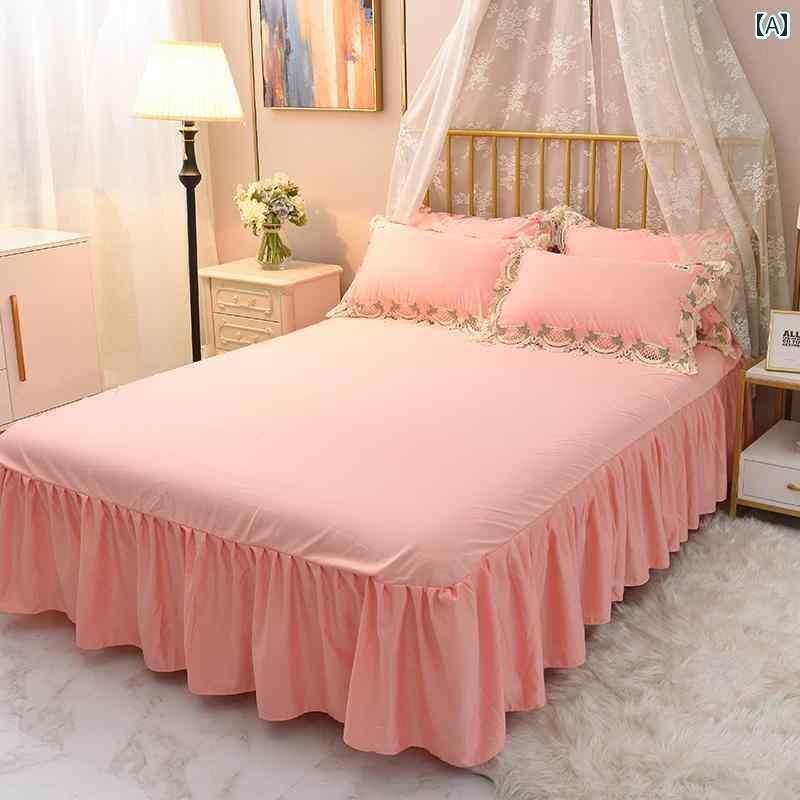 ベッド スカート カバー ベッド スカート ベッドスプレッド シングル ピース 滑り止め 固定 無地 レース シルク 保護 カバー 醜い 付き シーツ