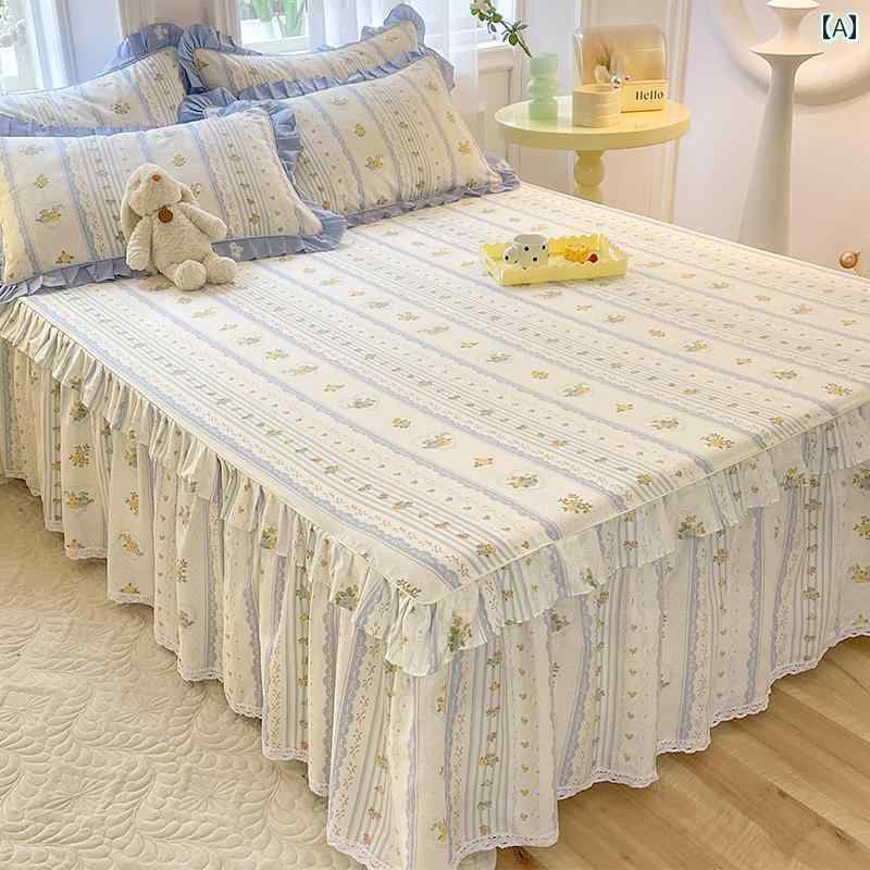 ベッド スカート カバー 綿 ベッド スカート スタイル ベッドスプレッド 3点 セット プリンセス フィッ..