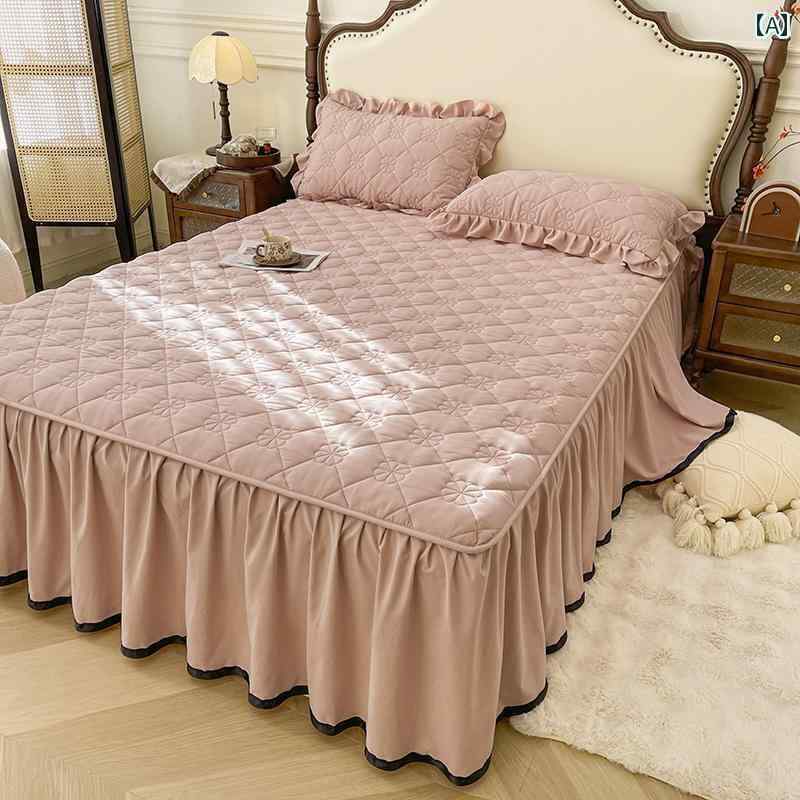 ベッド スカート カバー A グレードの 生 綿の 厚手 ベッド スカート ベッドスプレッド カバー 醜い シ..