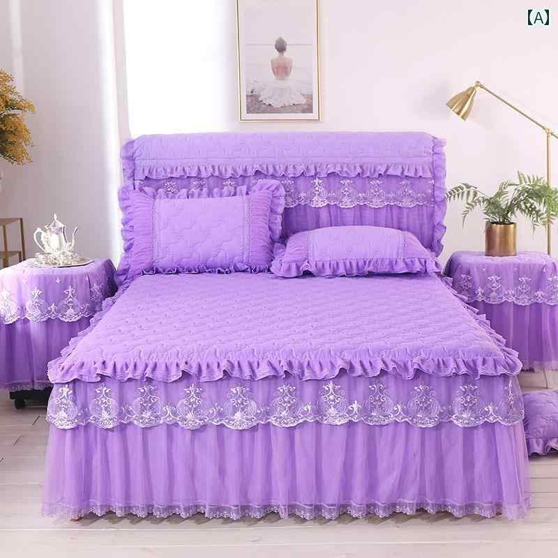 ベッド スカート カバー 韓国 プリンセス レース キルティング 厚手 ベッド スカート ワンピース コットン 滑りにくい ベッドスプレッド マットレス プロテクター ダストカバー スタイル