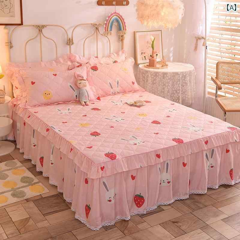 ベッド スカート カバー クラス Aの 綿 ベッド スカート ワンピース 厚手 キルティング プリンセス ス..