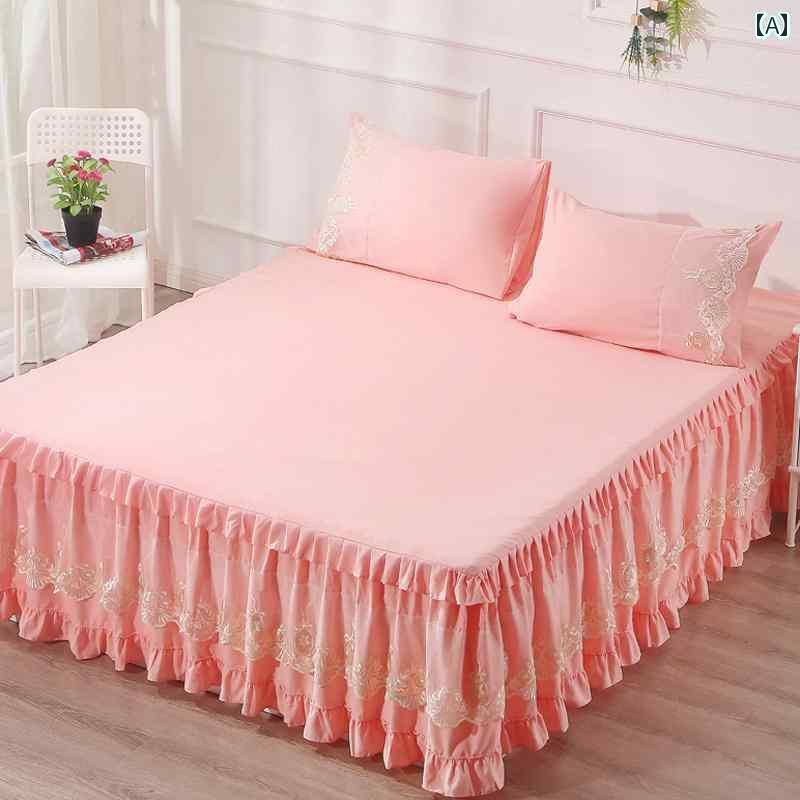 ベッド スカート カバー 2024夏 無地 レース ベッド スカート ワンピース プリンセス スタイル 韓国 ベッドスプレッド 135メートル 3 ピース エプロン
