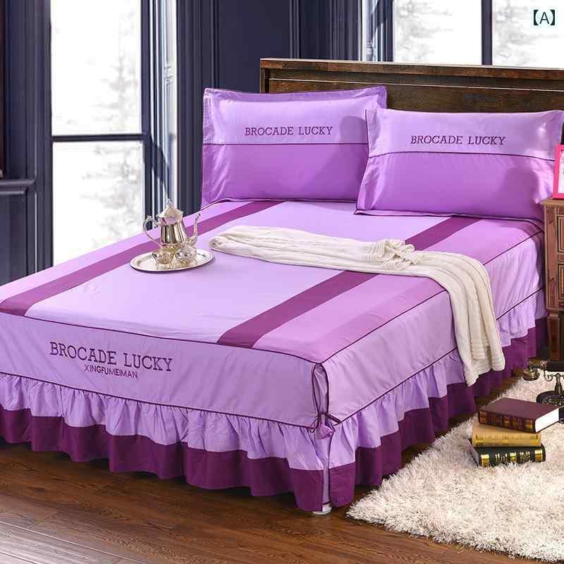 スタイリッシュ カバー ベッドスカート 韓国 コットン ベッド スカート シングル ピース 綿 3点 セット シーツ カバー 18 m 2 15 マットレス 保護 滑り止め