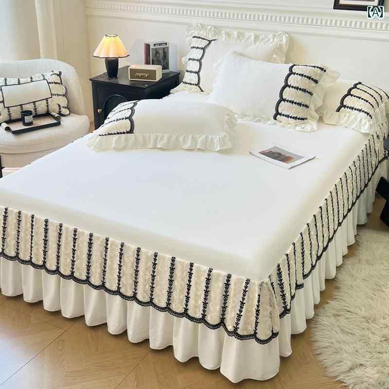 ベッドシーツ おしゃれ ベッドスカート プリンセス レースの ベッド スカート ベッドスプレッド シング..