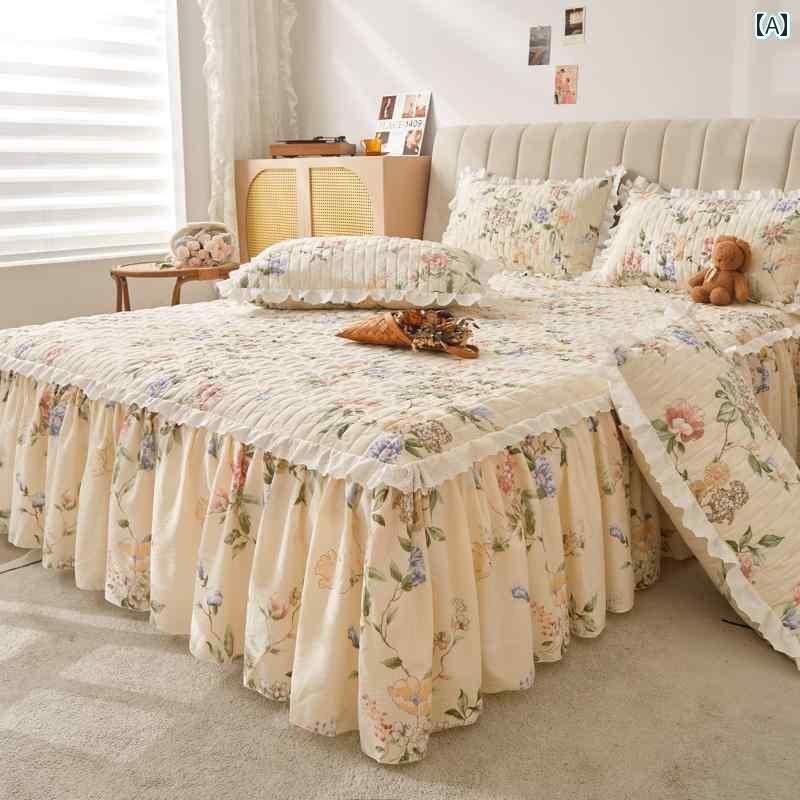 ベッドシーツ おしゃれ ベッドスカート 牧歌的な さわやか ベッド シーツ スカート ツー イン ワン キ..