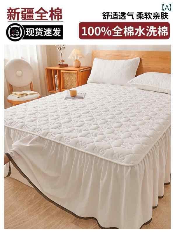 ベッドシーツ おしゃれ ベッドスカート 厚手 コットン キルト ベッド シーツ スカート シングル ピース..