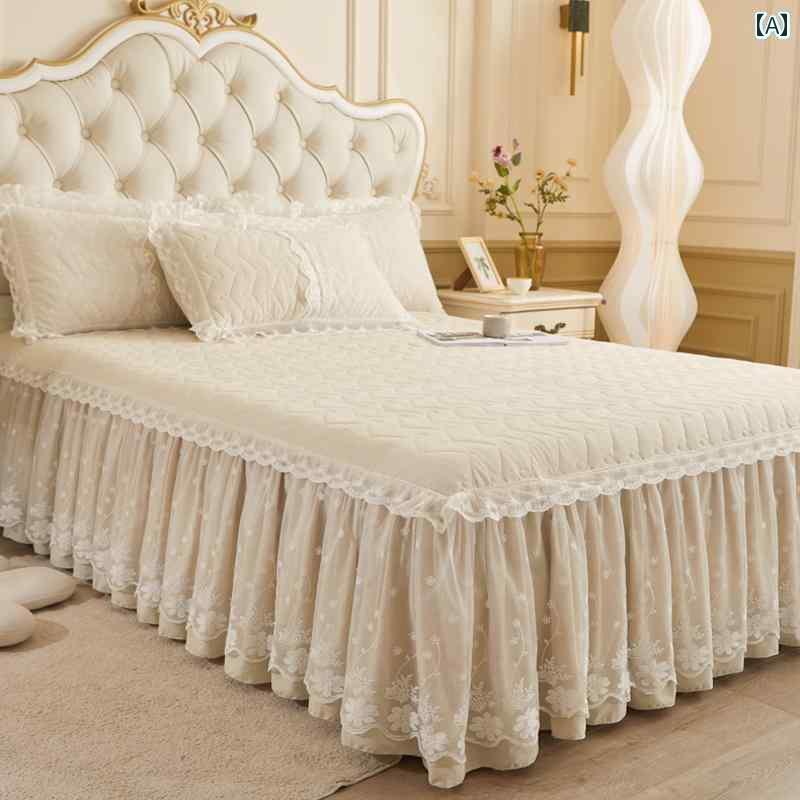 ベッドシーツ おしゃれ ベッドスカート 韓国 無地 キルティング ベッド スカート シングル ピース 高級..