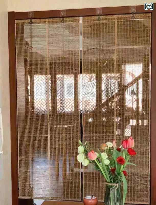 カフェ カーテン インテリア ラミー カーテン 玄関 ホール 間仕切り 茶室 レトロ 装飾 スクリーン 光 透過 半 遮