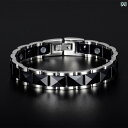 ラグジュアリー ブレスレット メンズ 黒と 白の セラミック ブレスレット 高級 ゲルマニウム ストーン 耐 放射 線 非 アレルギー性 な ジュエリー