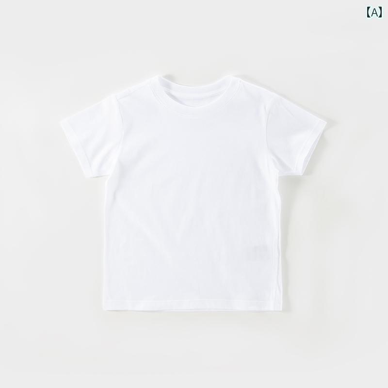 キッズ トップス シンプル Duobeijia 子供服 男の子 半袖 Tシャツ 綿 白 子供用 トップス 2024年 女の子 レイヤリング シャツ(4)