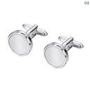 カフスボタン メンズ ワンポイント シェル カフス シルバー メンズ& レディース フレンチ タキシード ラウンド マザーオブパール ボタン セット ギフト