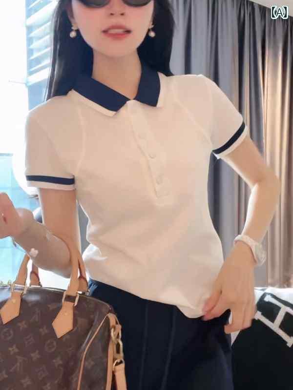 レディース ポロシャツ シンプル 半袖 Tシャツ レディース 2025夏 ポロシャツ