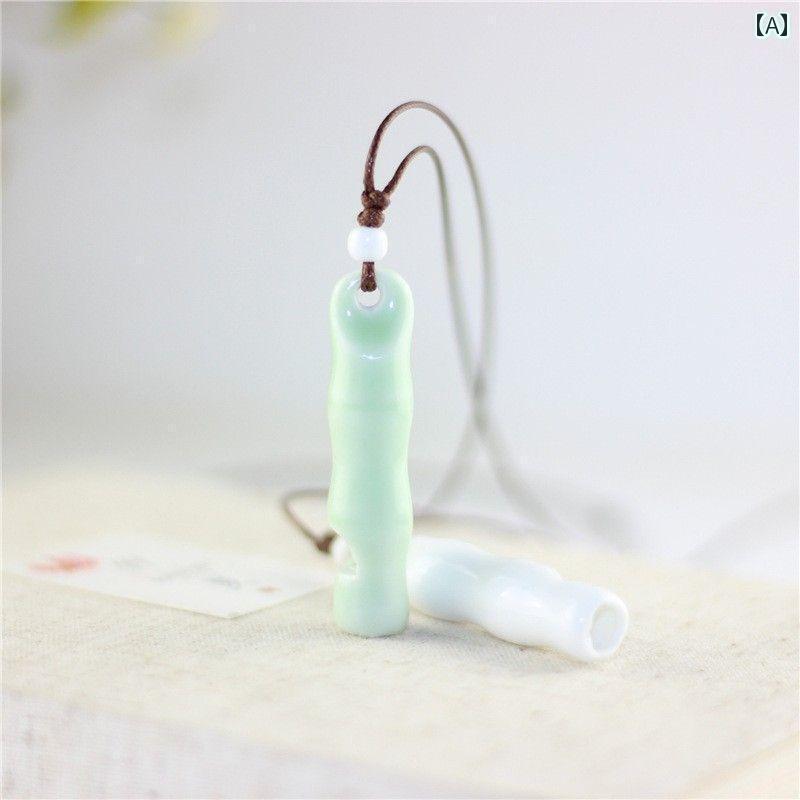 ホイッスル 笛 アウトドア チャイナ風 陶器の 笛の ネックレス なの 骨の ジュエリー レトロ 漢服の ア..