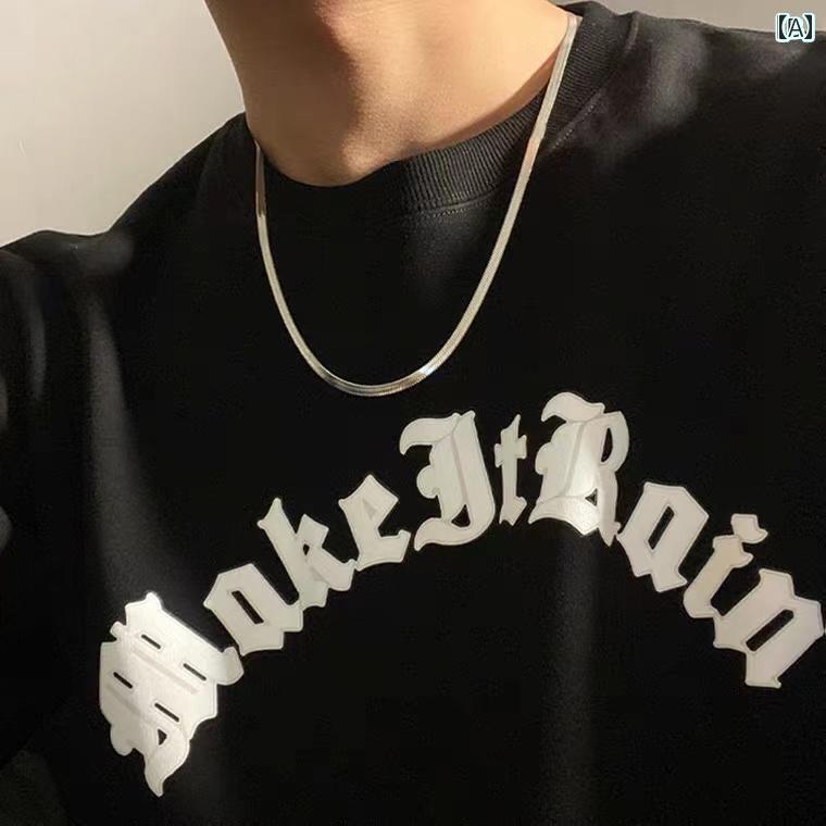 メンズ ネックレス チェーン チタン 鋼 ベーシック 非退色 フィットネス スネイク ボーン 鎖骨 チェーン レディース ヒップ ホップ アメリカン ネックレス...