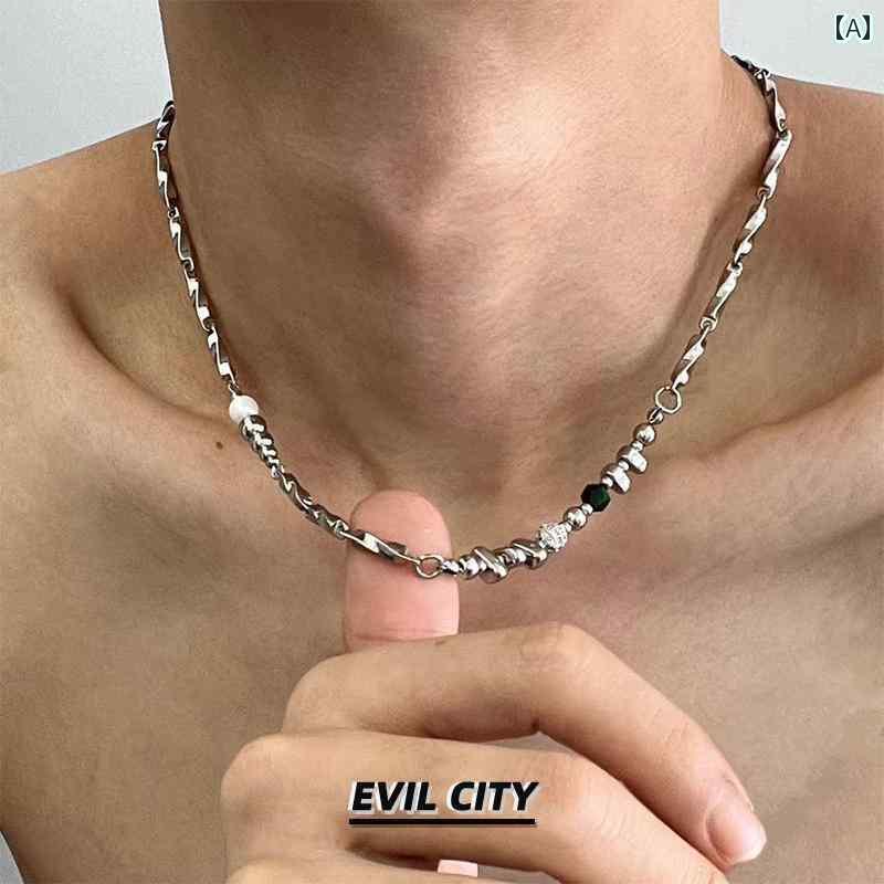 メンズ ネックレス チェーン 究極の 邪悪な 都市の スター リング シルバーネックレス メンズ ヒップ ..