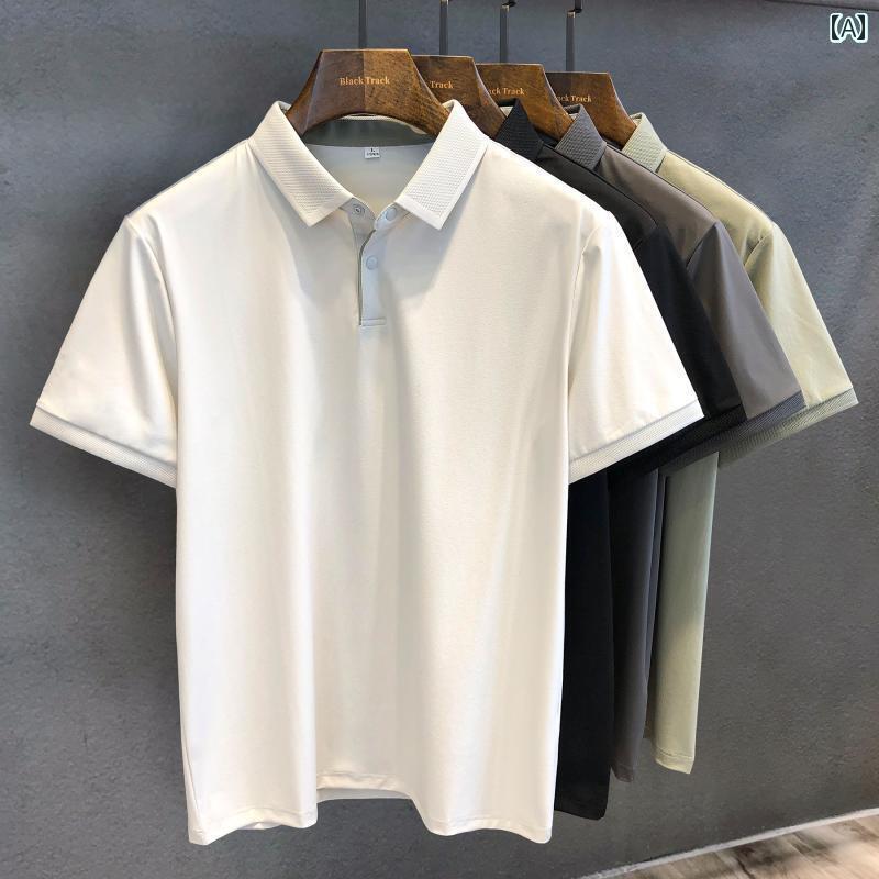 メンズ ポロシャツ シンプル 3 D 氷 感知 マイナス イオン スポーツ 速乾 カジュアル 半袖 ポロシャツ メンズ 夏 薄手 Tシャツ 服