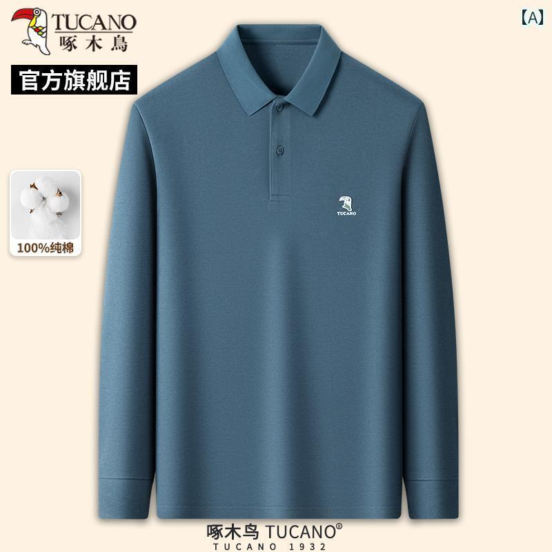 メンズ ポロシャツ シンプル 【 綿 100】 ウッドペッカー 2024 秋 メンズ 長袖 Tシャツ ダッド ポロシャツ 上着 C