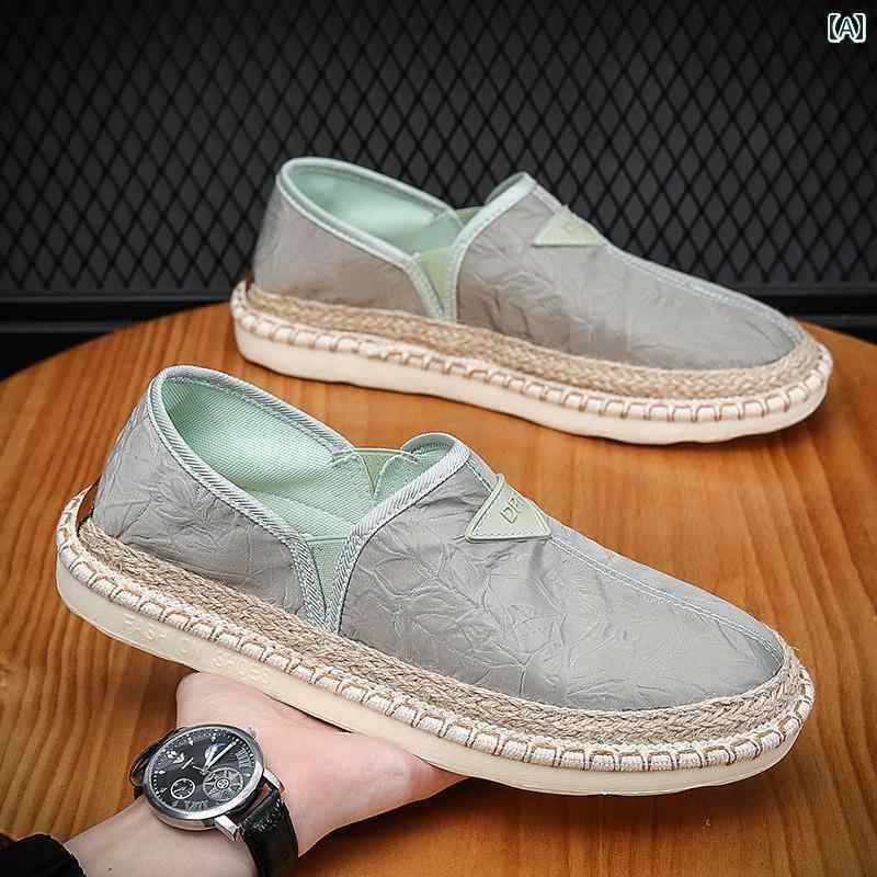 ドライビング シューズ 万能 メンズ 2024年 メンズ スリッポン ドライビング フィッシャーマン シューズ 手編み 大きいサイズ 春夏 通気性 キャンバス