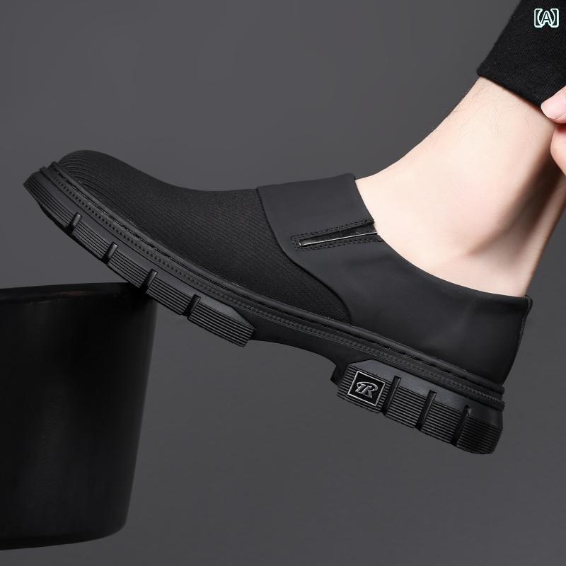 ドライビング シューズ 万能 メンズ メンズ ワン ステップ ドライビングシューズ カジュアル スリッポン レザーシューズ 布 春夏 通気性 ブラック ビジネス シューズ メンズシューズ