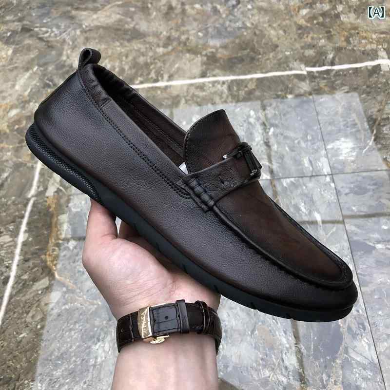 ドライビング シューズ 万能 メンズ メンズ 革 スリッポン シューズ ソフト ソールと 表面 ドライビングシューズ で な メンズカジュアル レザーシューズ