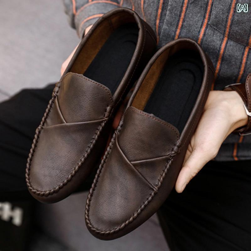 ドライビング シューズ 万能 メンズ メンズビジネス カジュアル レザーシューズ ソフトレザー 2025夏 ..