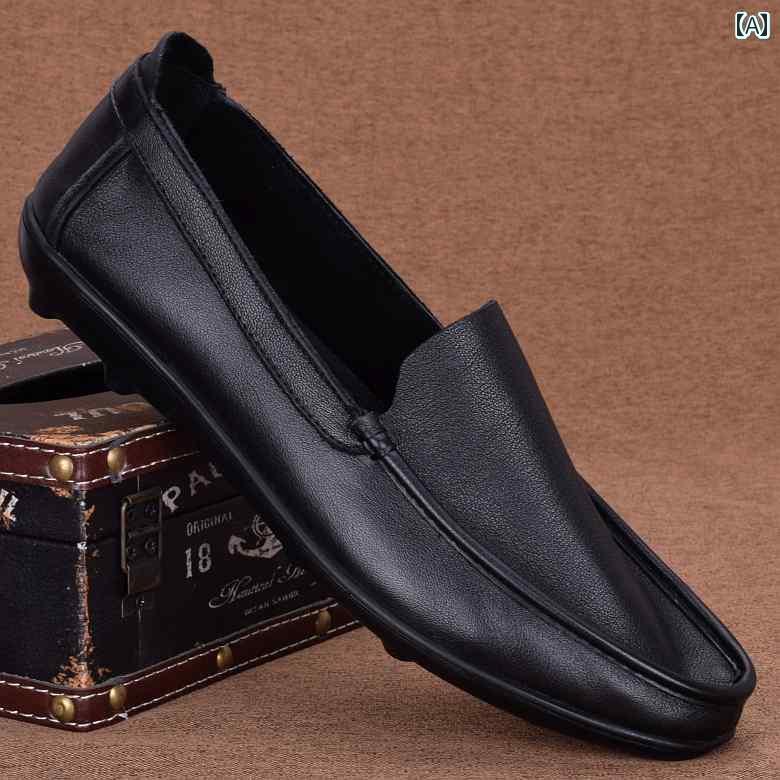 ドライビング シューズ 万能 メンズ 夏の 通気性の ある メンズ モカシン 2025 ソフト レザードライビングシューズ ソール シングル レイヤー カジュアル レザーシューズ 革