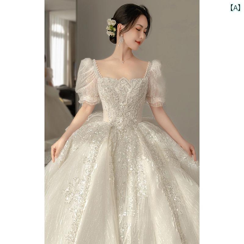 ウェディング ドレス フランスの ウェディングドレスの 花嫁 2024 太い mmの 大きいサイズ メイン 糸の..
