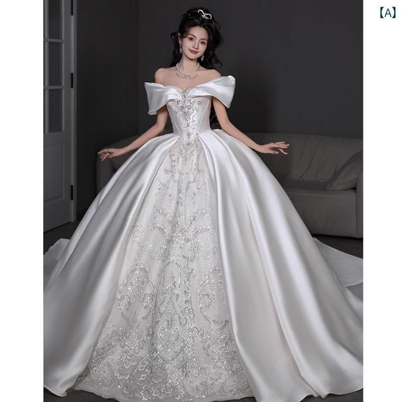 ウェディング ドレス フランスの 森の 光の ウェディングドレスの 花嫁 2025 ローズピンクの メイン ヤ..