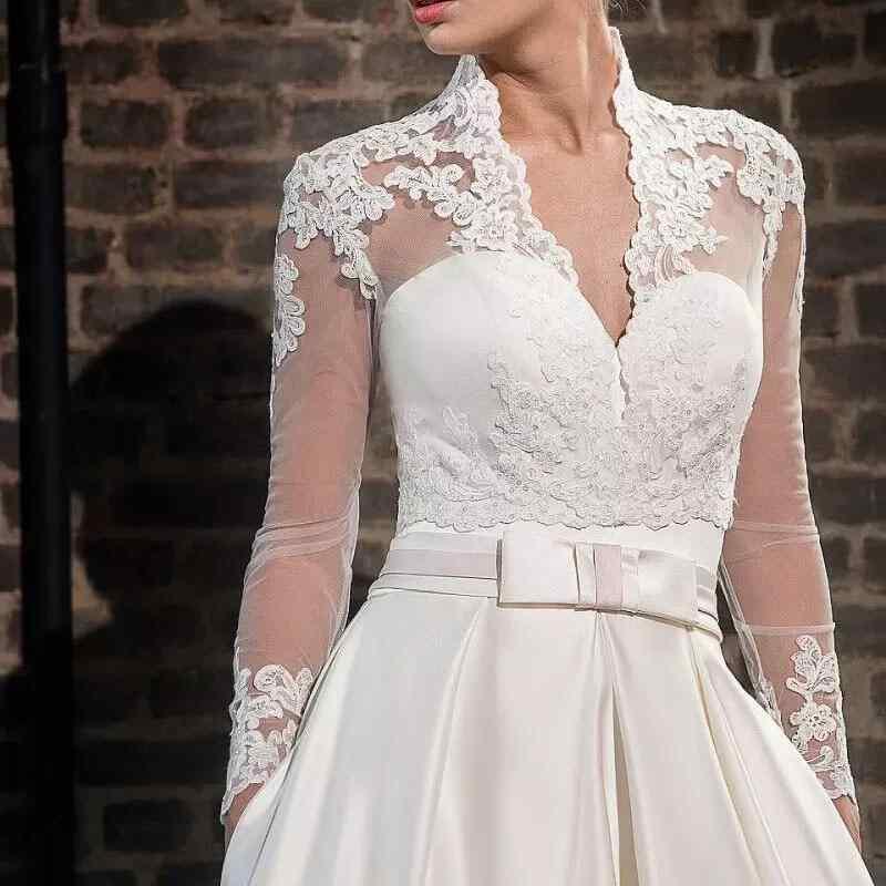 ウェディング ドレス な レディース ウェディング ショール Vネック レース チューブ トップ ウェディングドレス スモール コート ホワイト 長袖 ドレス