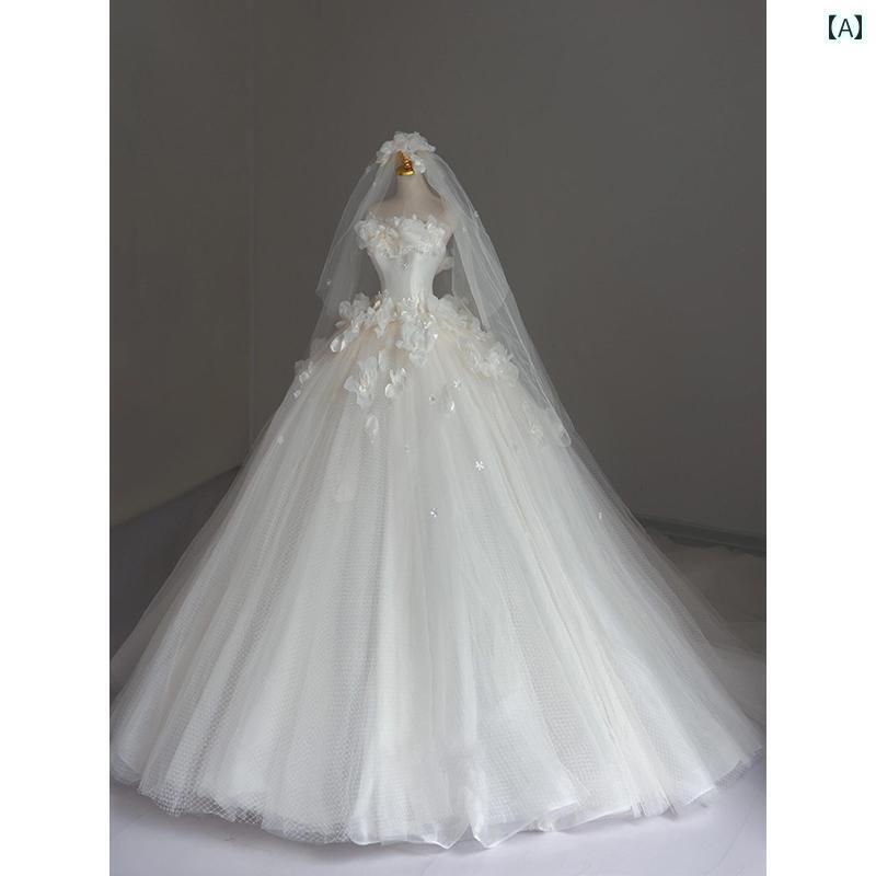 ウェディング ドレス セレモニー 軽い ウェディングドレスの 花嫁 2025 メイン 糸の ハイエンド 質感 ..