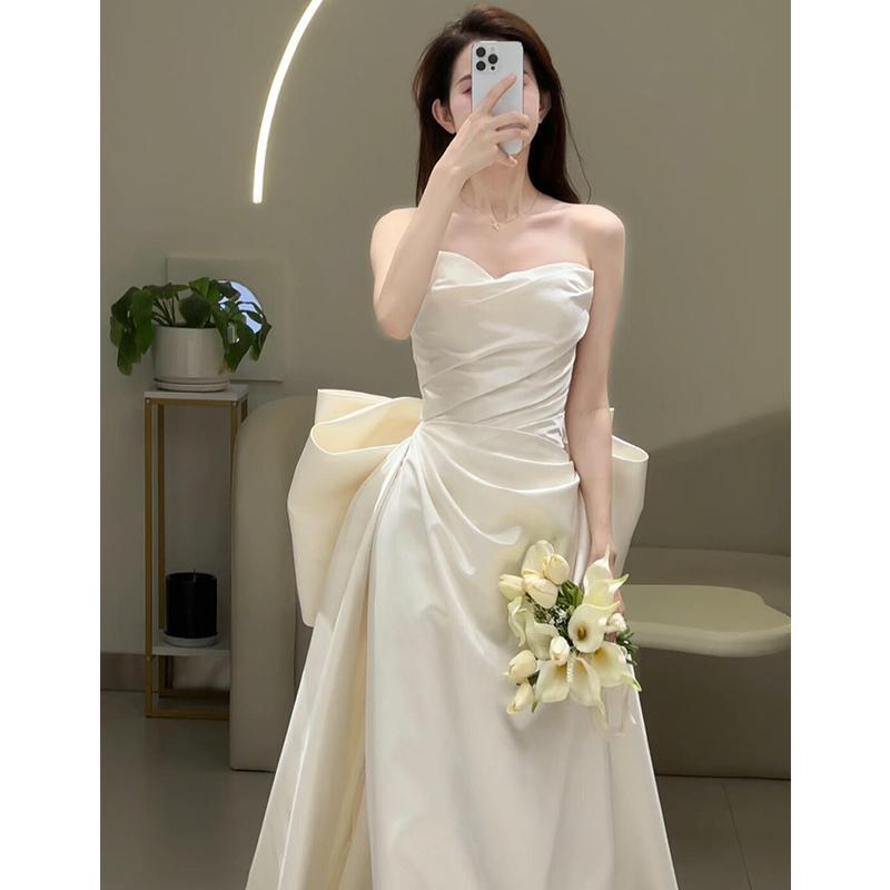 ウェディング ドレス セレモニー サテンの メイン ウェディングドレス 2025 小さい エンゲージメント ..