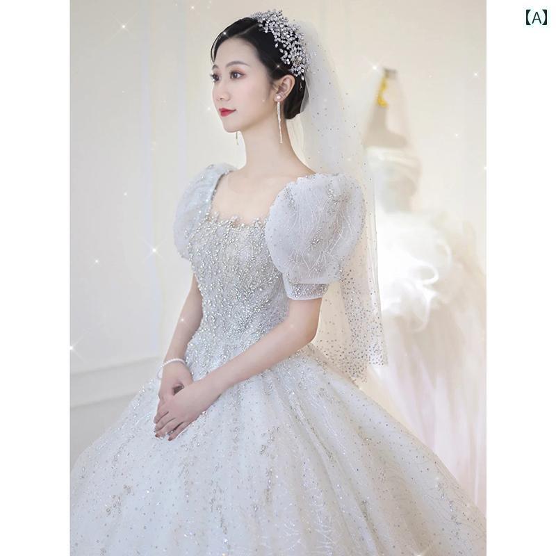 ウェディング ドレス セレモニー 軽い ウェディングドレス 2024 花嫁 メイン ヤーン フレンチスタイル 大きいサイズ 妊婦 プチ ハイエンド テクスチャ ドレス スカート アウト